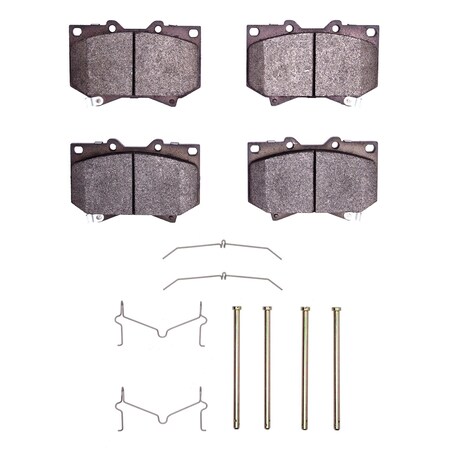 Dynamic Friction Co Ultimate Duty Performance Brake Pads and Hardware Kit, High Torque/Aggressive Initial Bite, Front 1400-0812-01